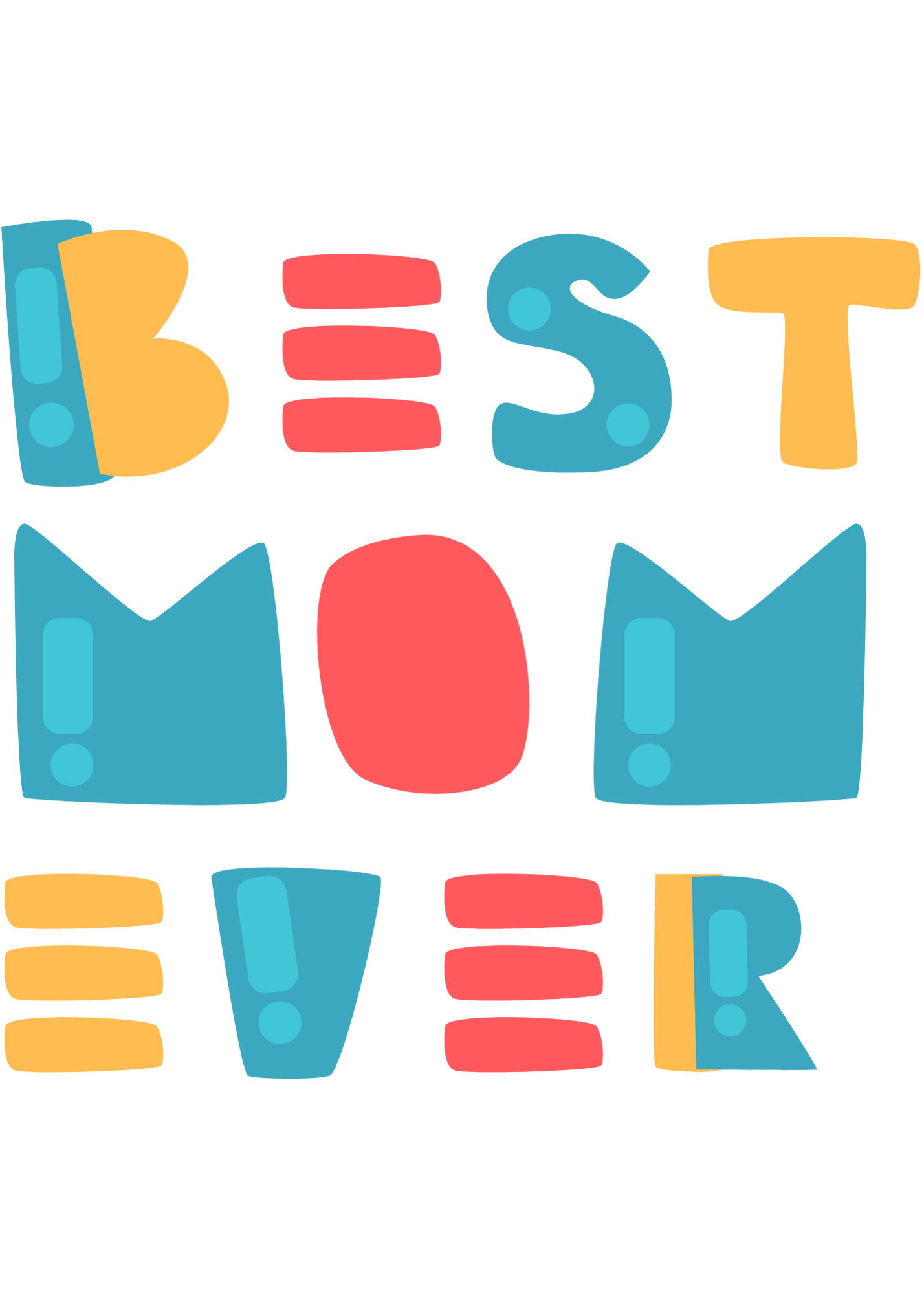 "Best Mom Ever" Bubble Letter Greeting Card