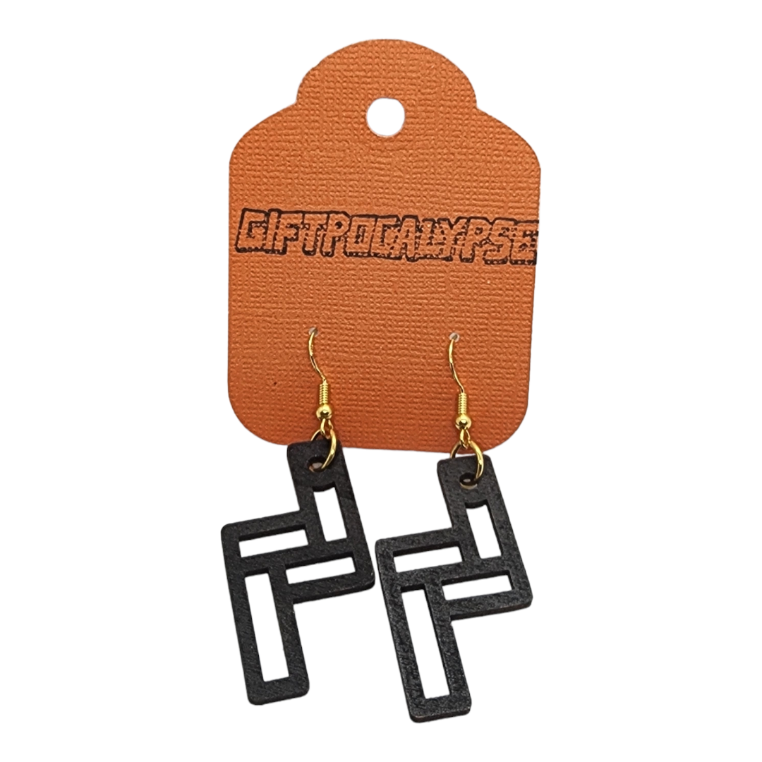 Z Geometric Wood Painted/Stained Dangle Style Earrings Handmade Laser Cut/Engraved