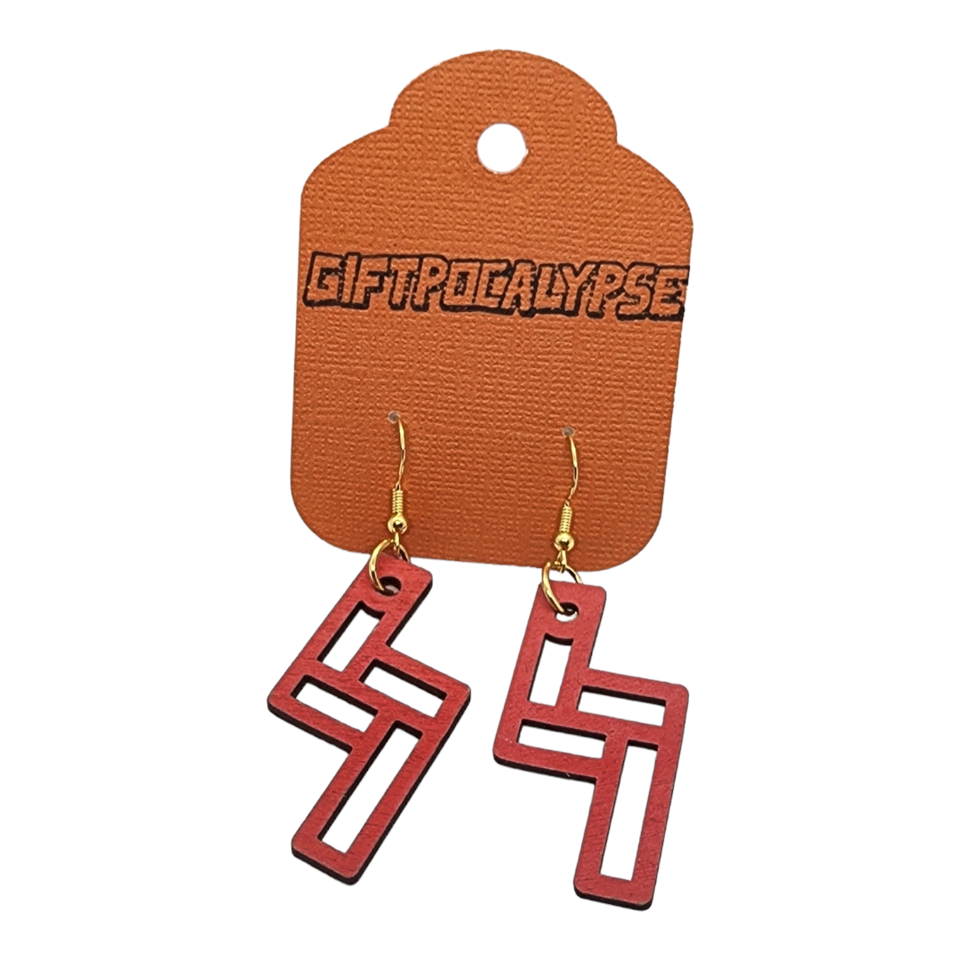 Z Geometric Wood Painted/Stained Dangle Style Earrings Handmade Laser Cut/Engraved