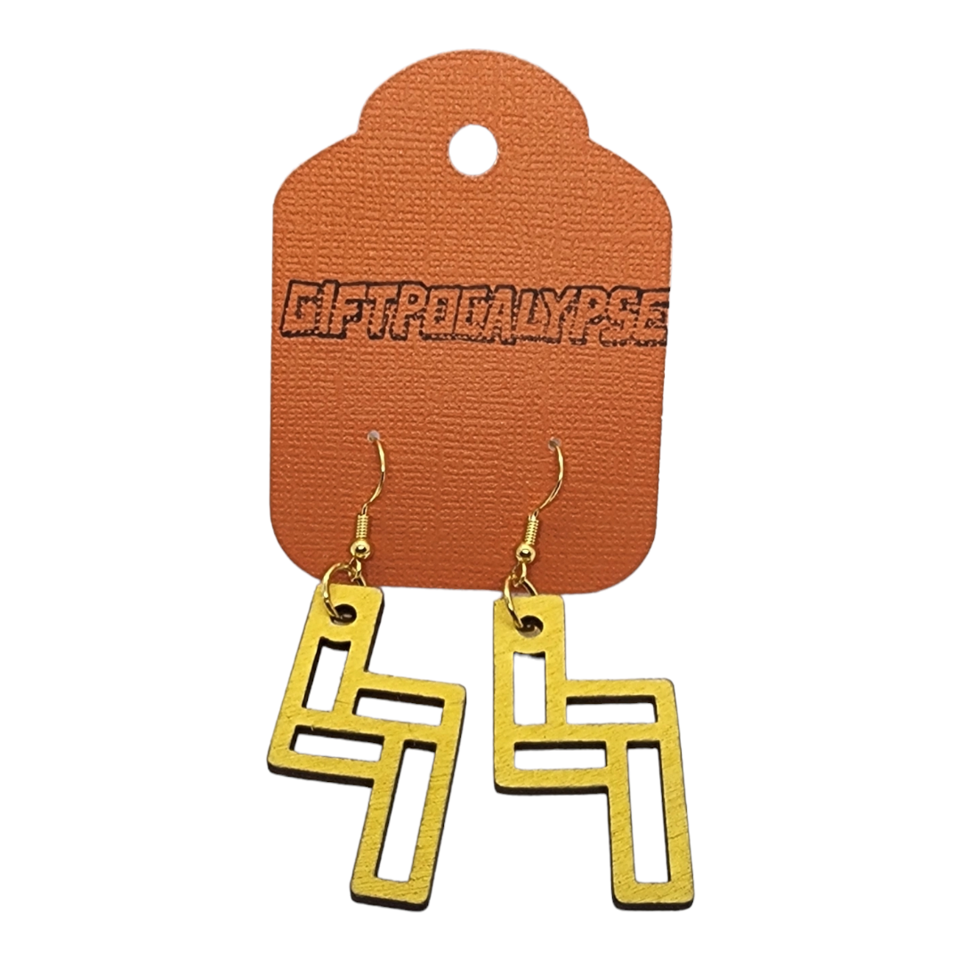 Z Geometric Wood Painted/Stained Dangle Style Earrings Handmade Laser Cut/Engraved