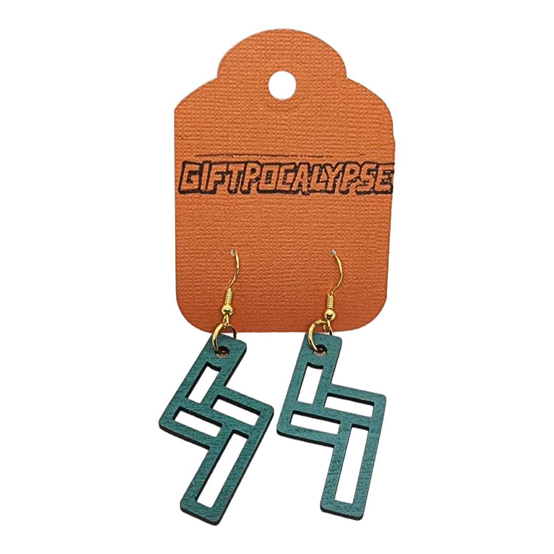 Z Geometric Wood Painted/Stained Dangle Style Earrings Handmade Laser Cut/Engraved
