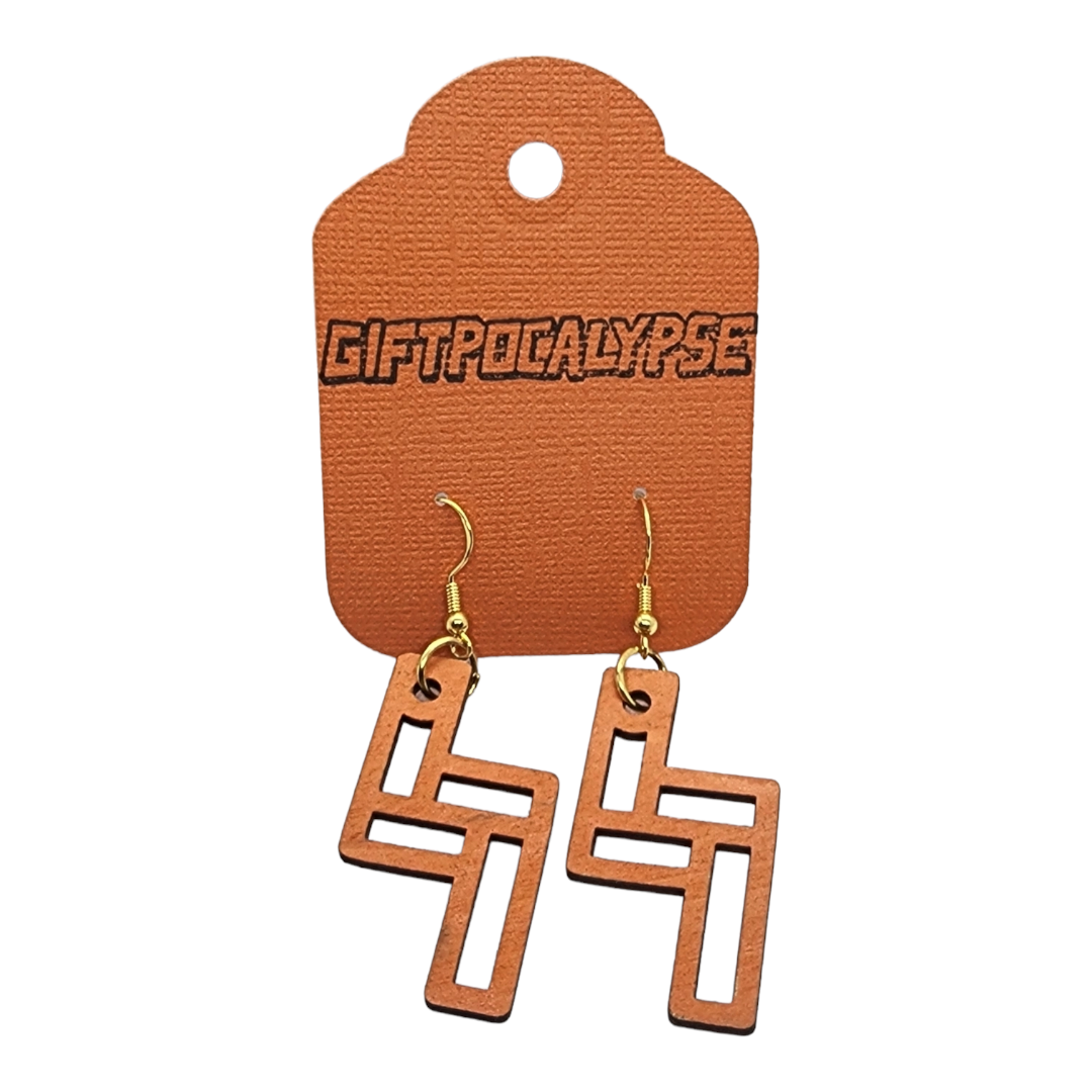 Z Geometric Wood Painted/Stained Dangle Style Earrings Handmade Laser Cut/Engraved
