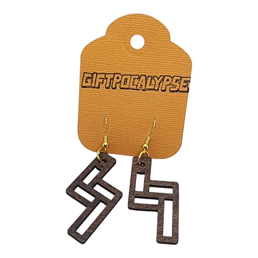 Z Geometric Wood Painted/Stained Dangle Style Earrings Handmade Laser Cut/Engraved