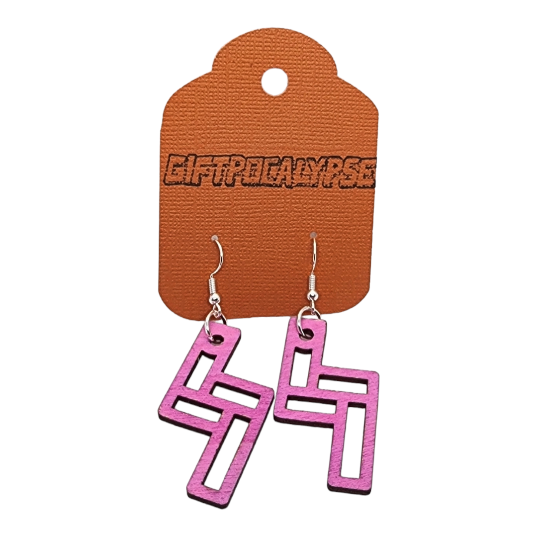Z Geometric Wood Painted/Stained Dangle Style Earrings Handmade Laser Cut/Engraved