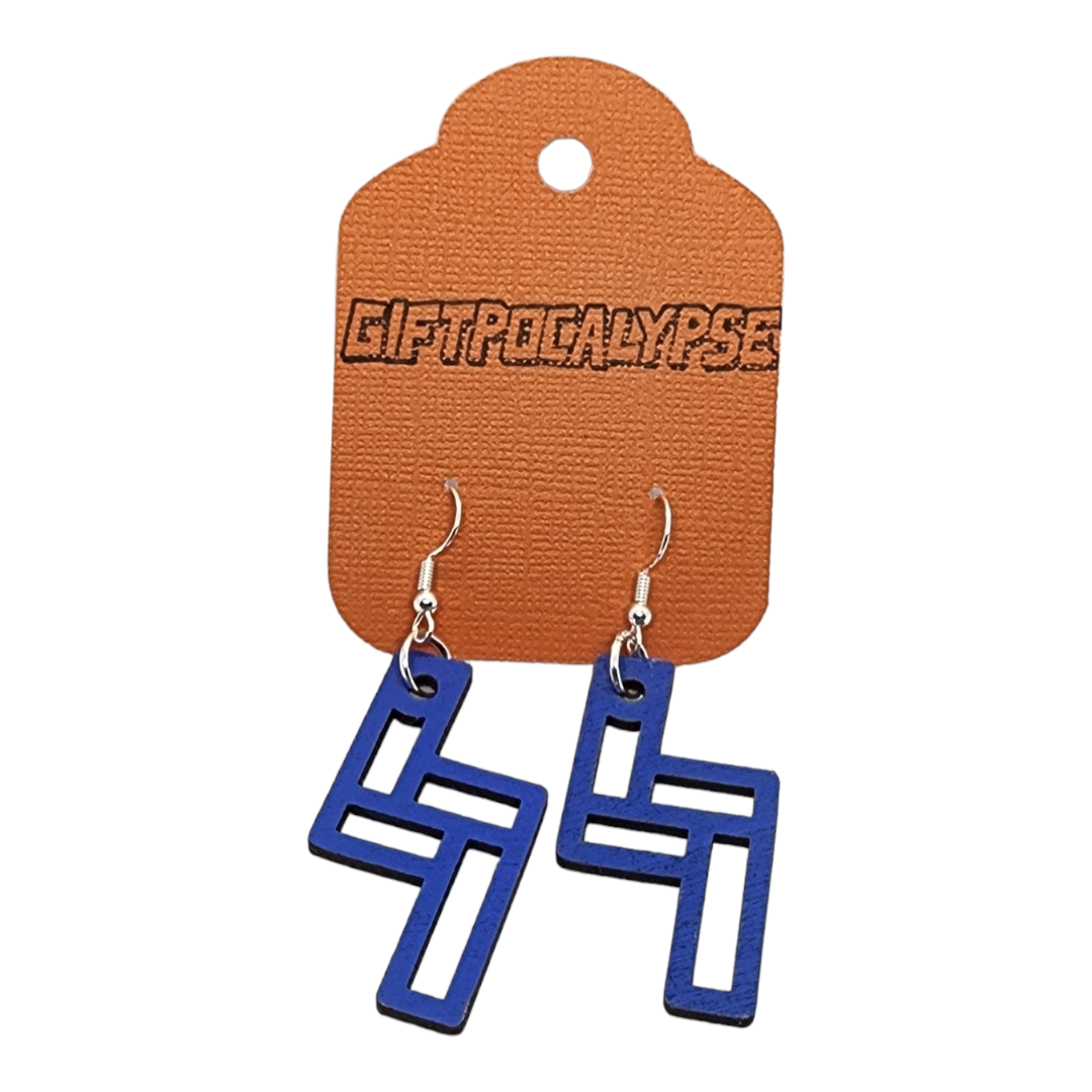 Z Geometric Wood Painted/Stained Dangle Style Earrings Handmade Laser Cut/Engraved