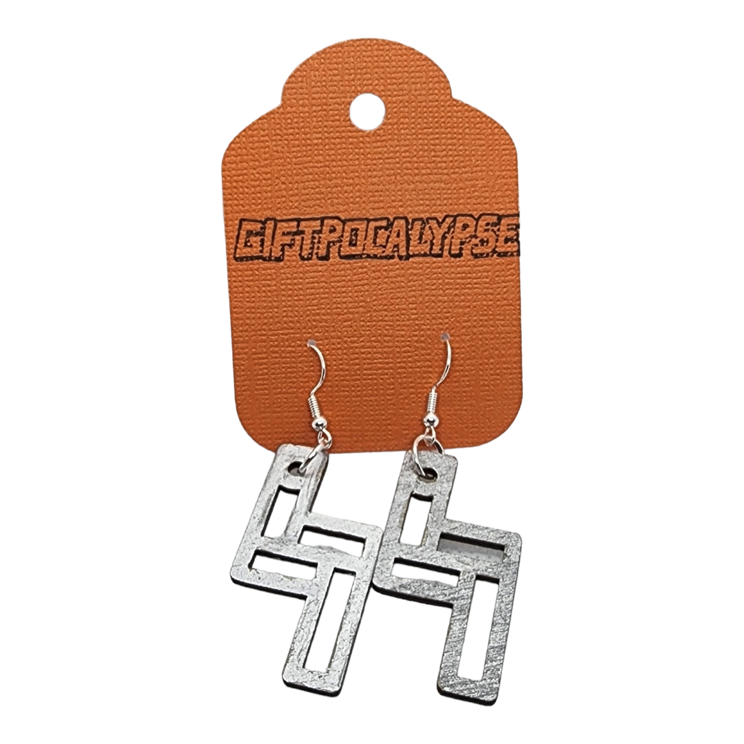Z Geometric Wood Painted/Stained Dangle Style Earrings Handmade Laser Cut/Engraved