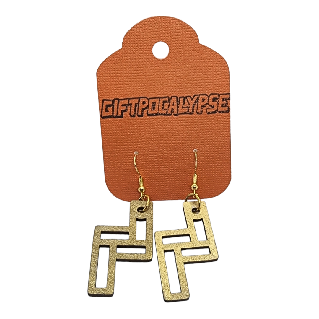 Z Geometric Wood Painted/Stained Dangle Style Earrings Handmade Laser Cut/Engraved