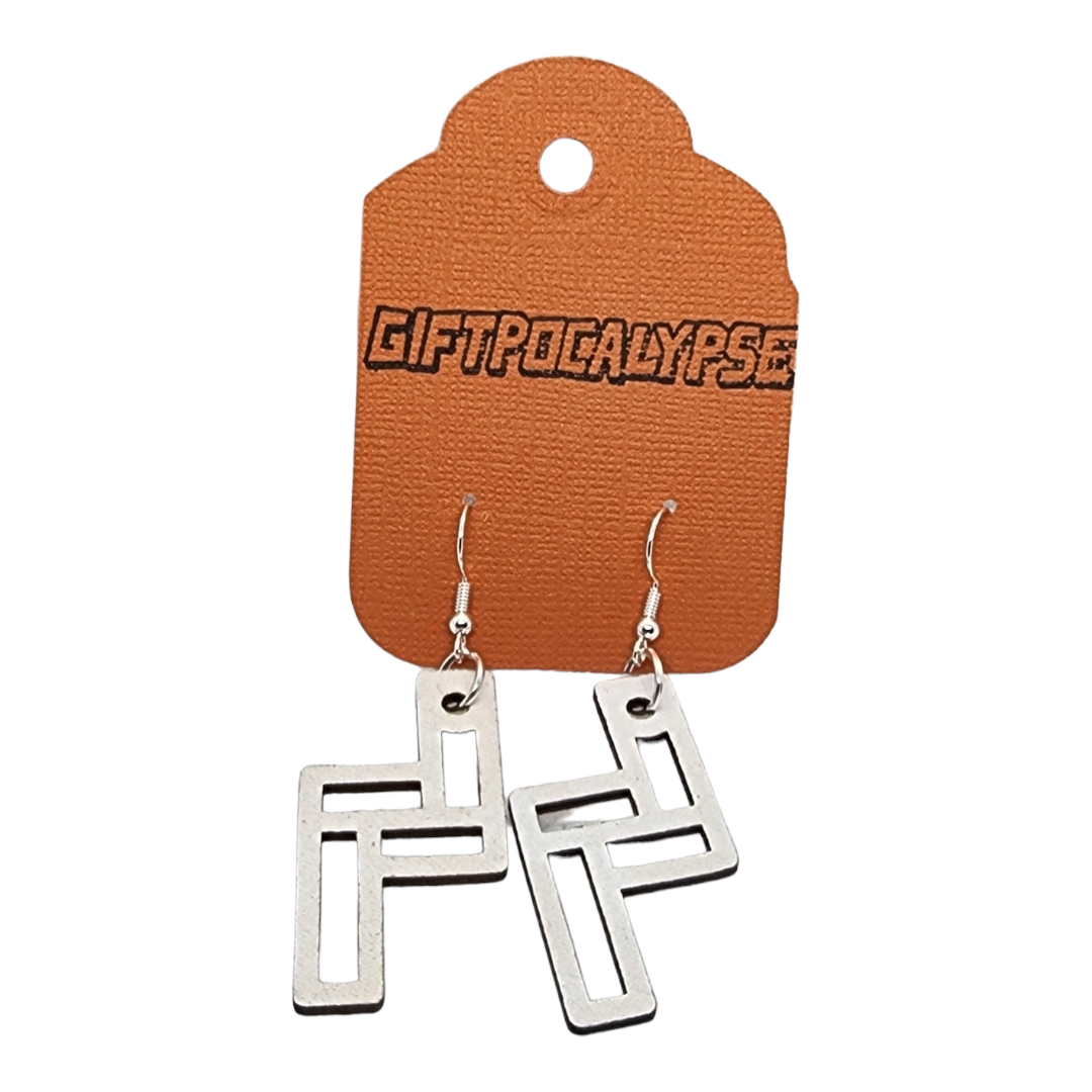 Z Geometric Wood Painted/Stained Dangle Style Earrings Handmade Laser Cut/Engraved