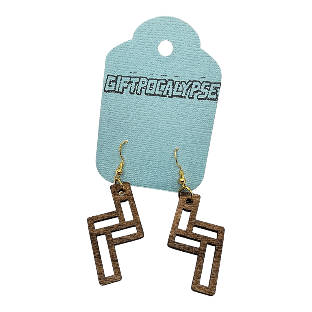 Z Geometric Wood Painted/Stained Dangle Style Earrings Handmade Laser Cut/Engraved
