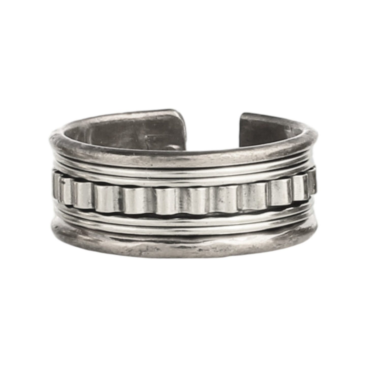 ZAD Antiqued Silver Adjustable Men's Band Ring