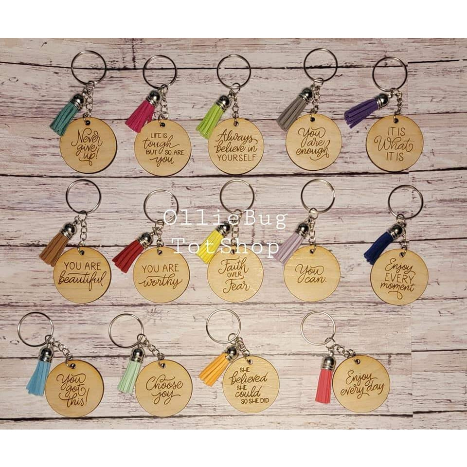 Motivational Wooden Keychain
