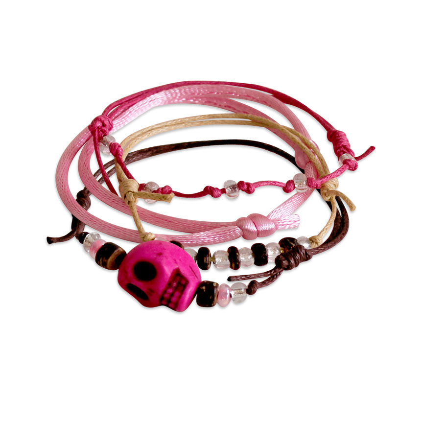 O Yeah Gifts Sugar Skull Bracelets, 4 Piece Charm Bracelet Pack