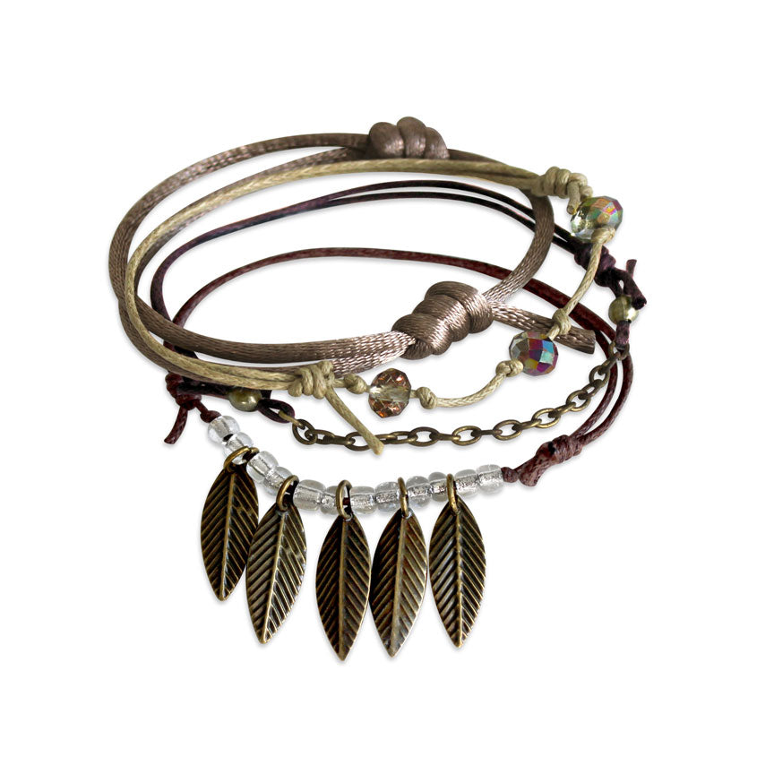 O Yeah Gifts Leaves Bracelets, 4 Piece Charm Bracelet Pack