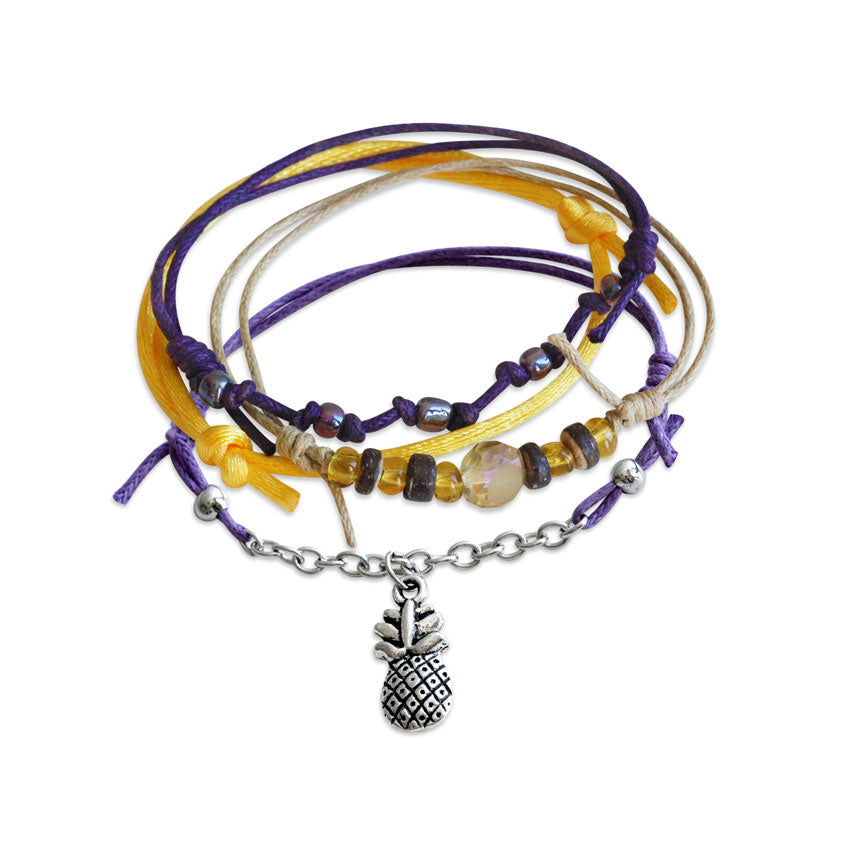 O Yeah Gifts Pineapple Bracelets, 4 Piece Charm Bracelet Pack