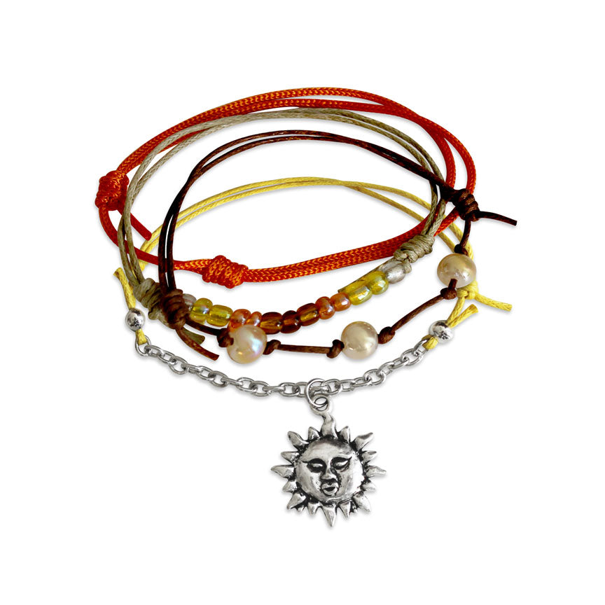 O Yeah Gifts Sunshine Sun Bracelet, 4 Piece Charm Bracelet Pack