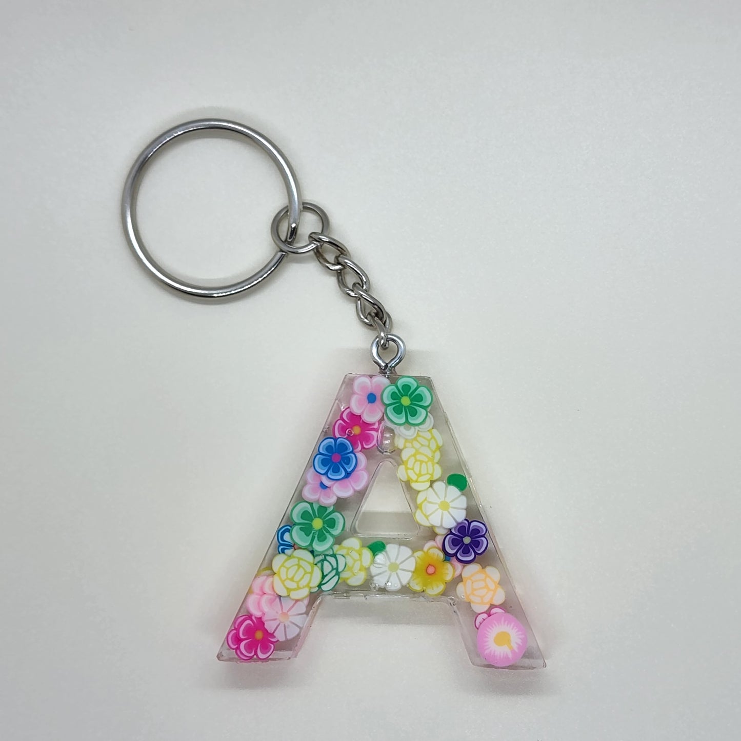 Flower Alphabet Letter Keychain
