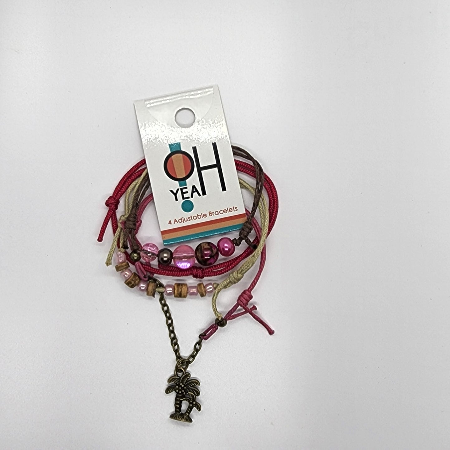 O Yeah Gifts Palm Tree Bracelets, 4 Piece Charm Bracelet Pack