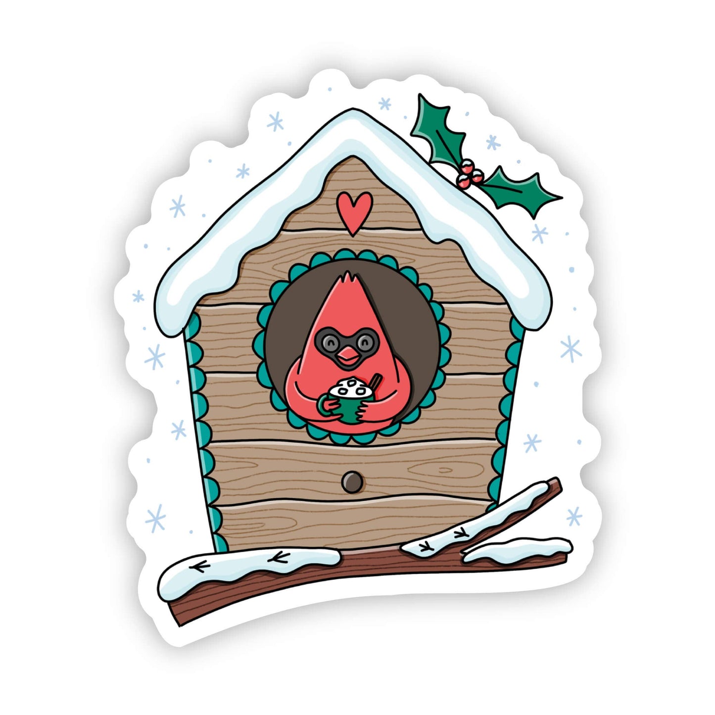Big Moods - Cardinal Birdhouse with Snow Sticker