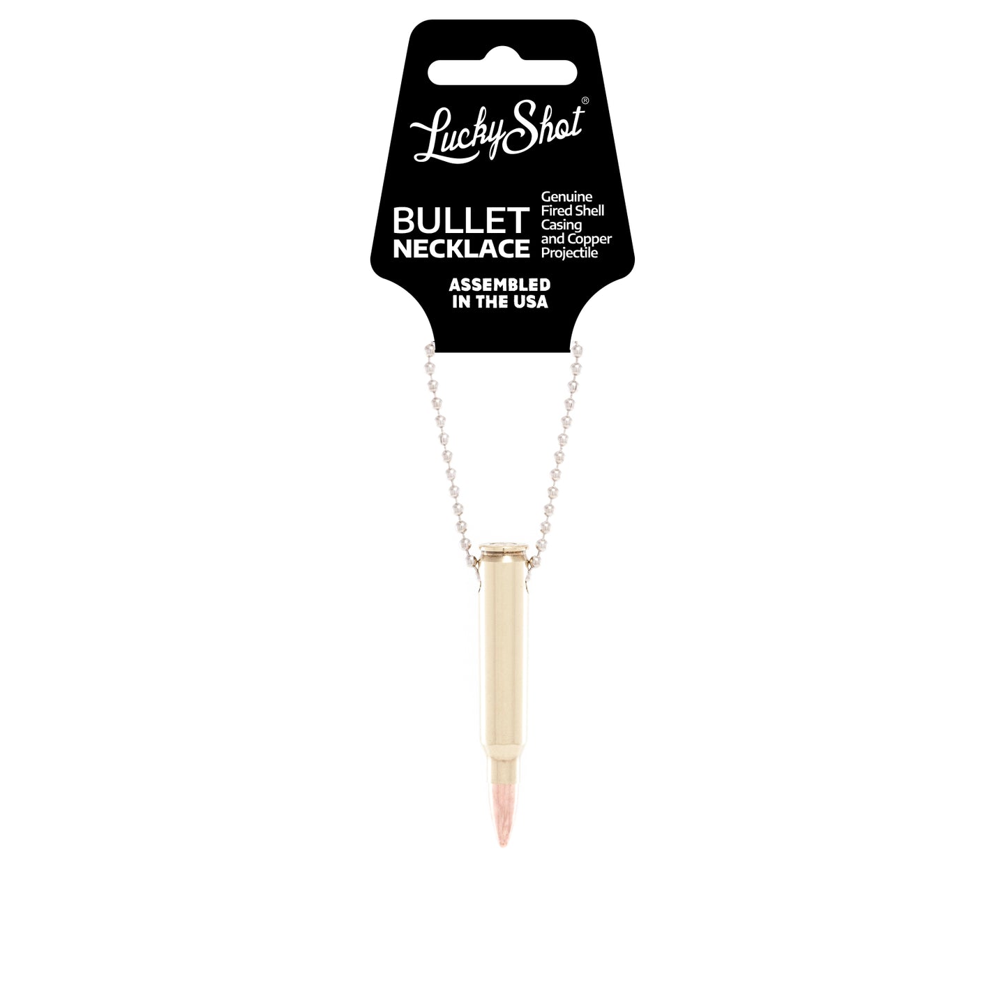 Lucky Shot Bullet Necklace .223 Caliber Ball Chain Necklace