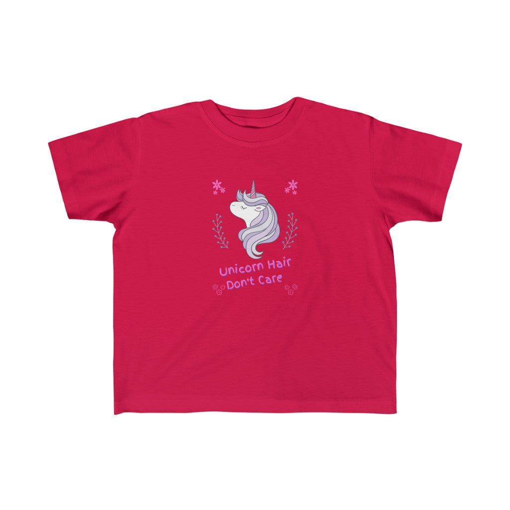 Unicorn Hair Don't Care Toddler 2T-5T Fine Jersey Tee