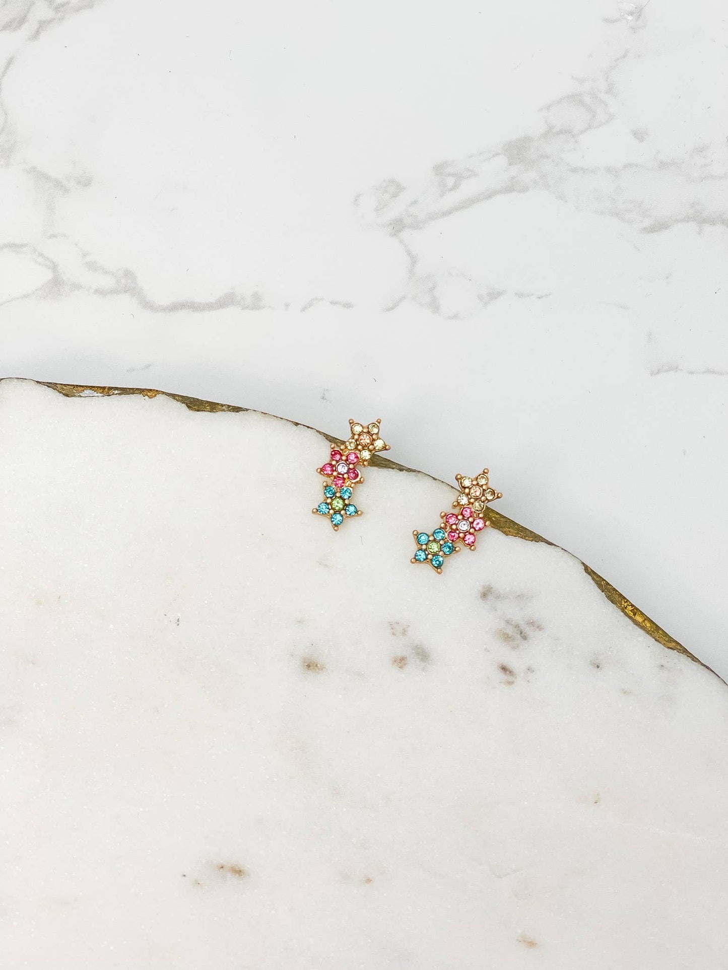 Prep Obsessed Wholesale Glitzy Star Trio Drop Studs