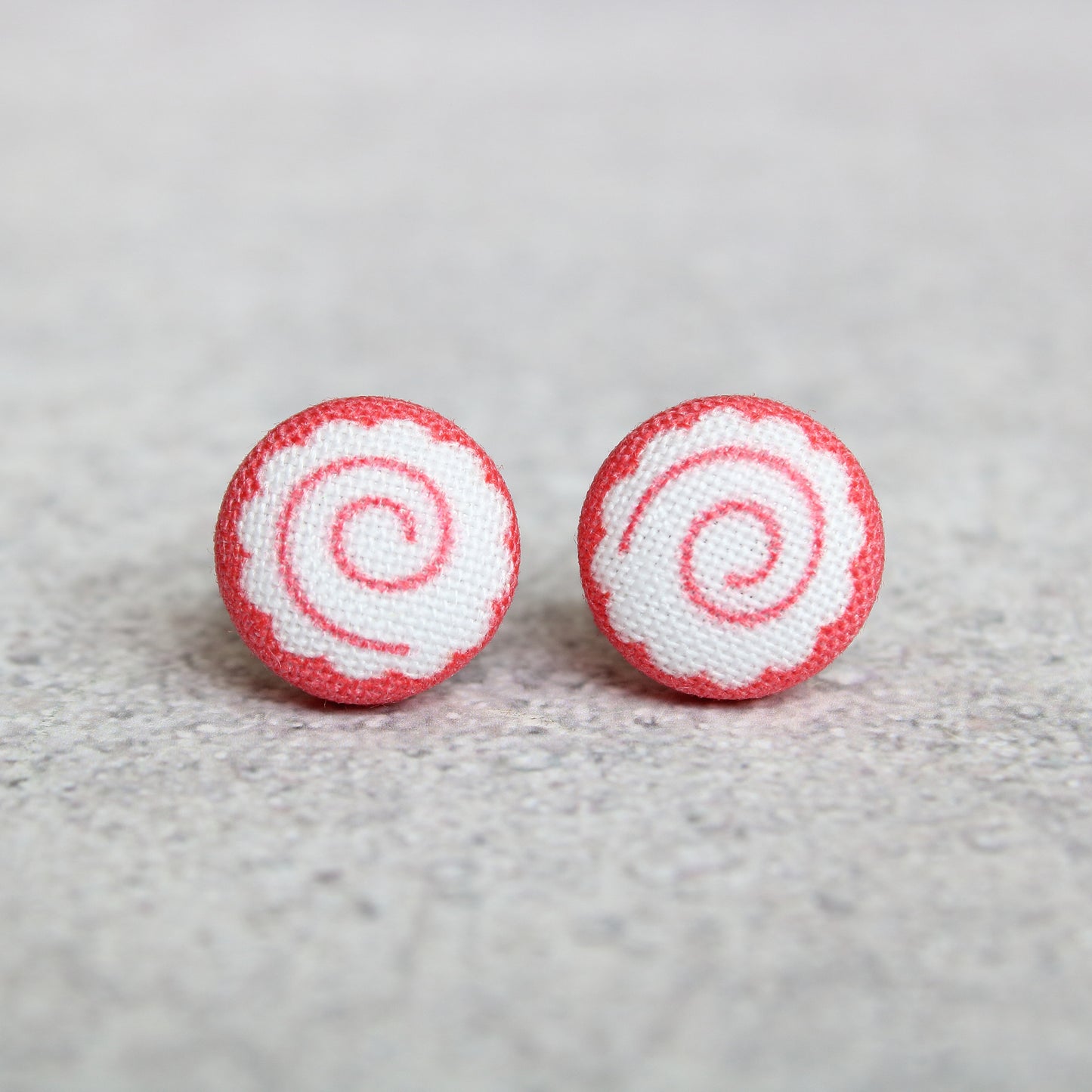 Rachel O's Fish Cake Fabric Button Earrings