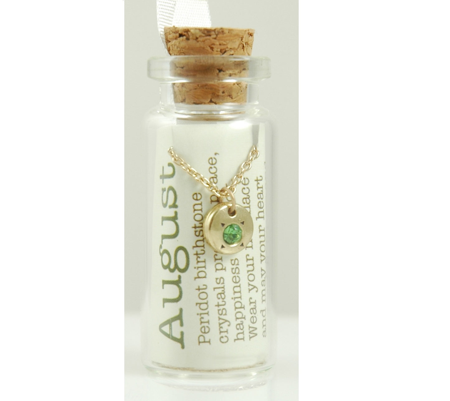 Lucky Feather August Birthstone Bottle Necklace