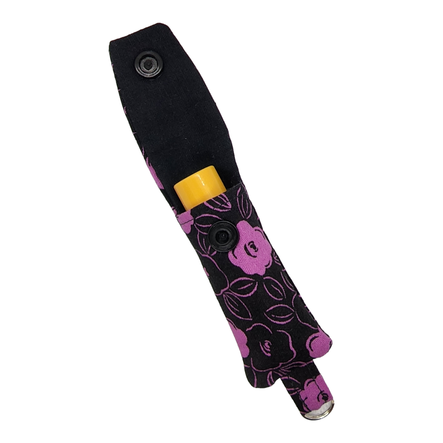 Chapstick Holder Keychains - Black/Pink Flower