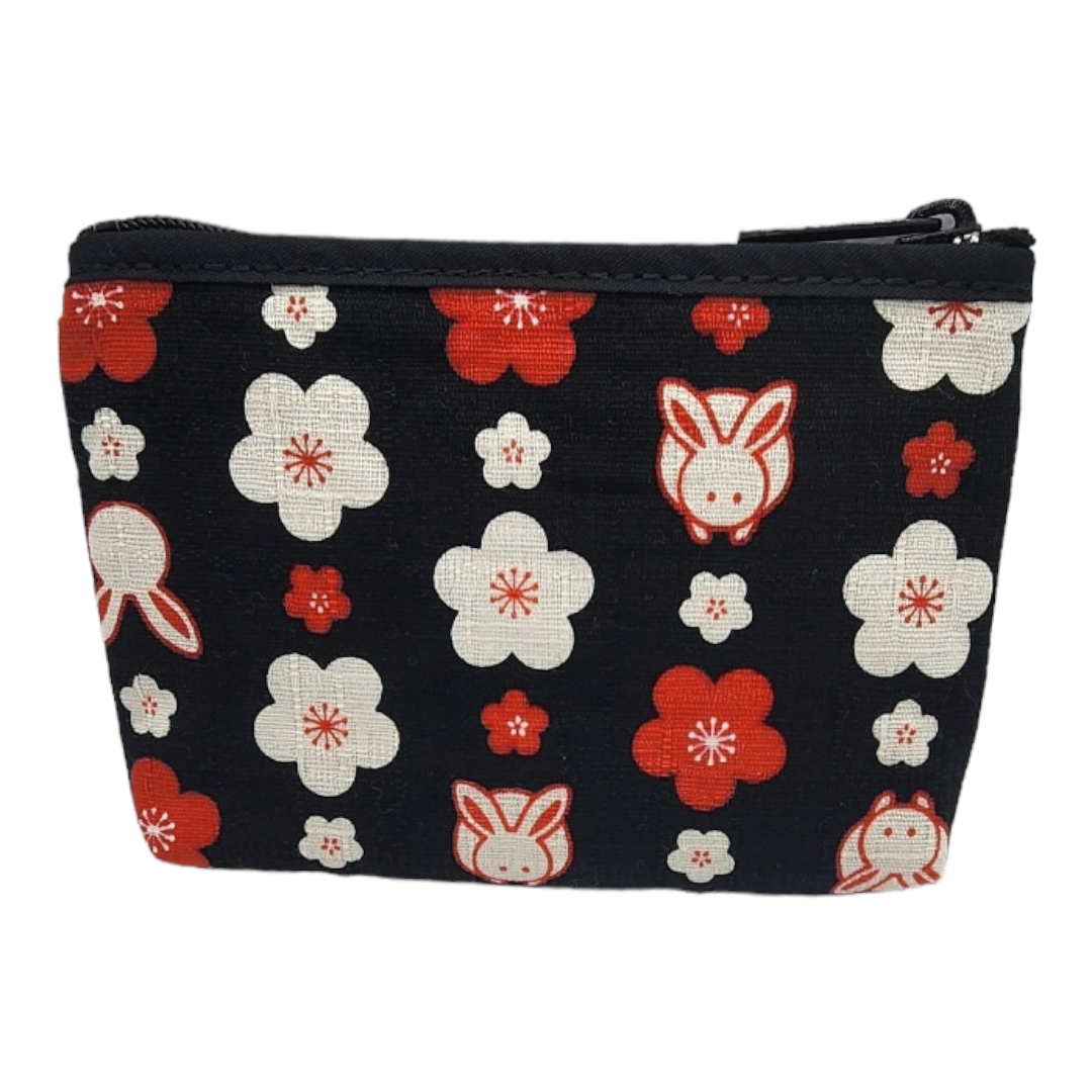 Made in Japan Plump And Happy Rabbit Card Coin Purse - Black