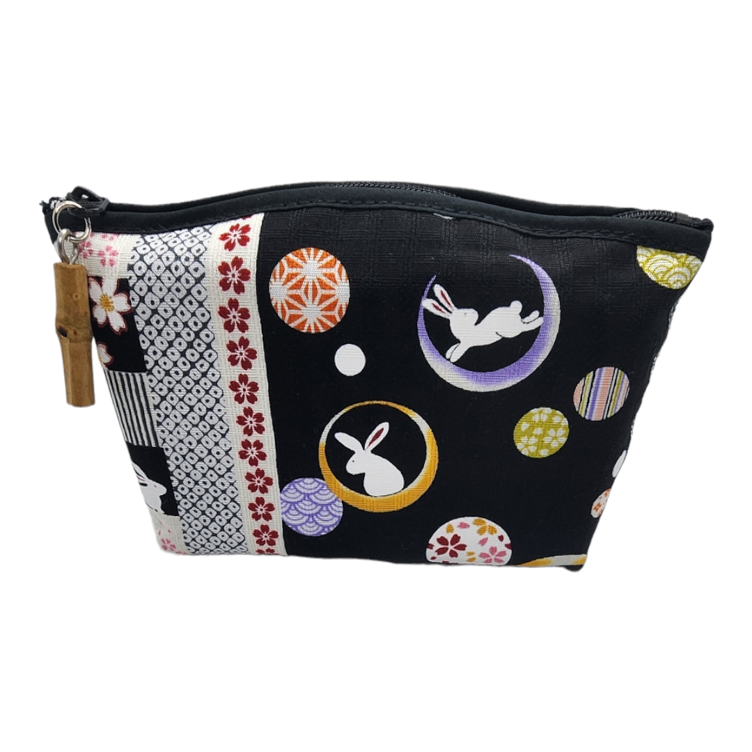 Made in Japan Checkered Rabbit Arch type Pouch - Black