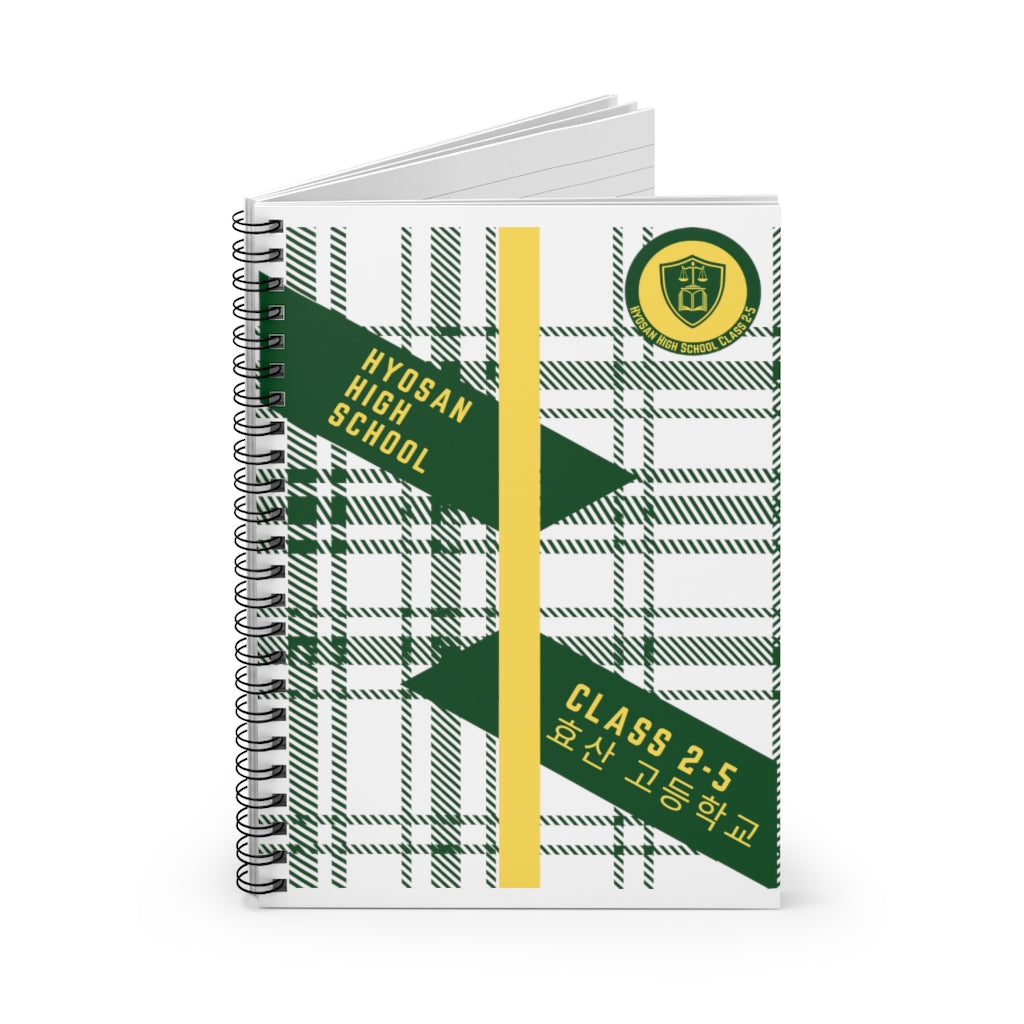 Hyosan High School Class 2-5 Plaid Spiral Notebook - Ruled Line