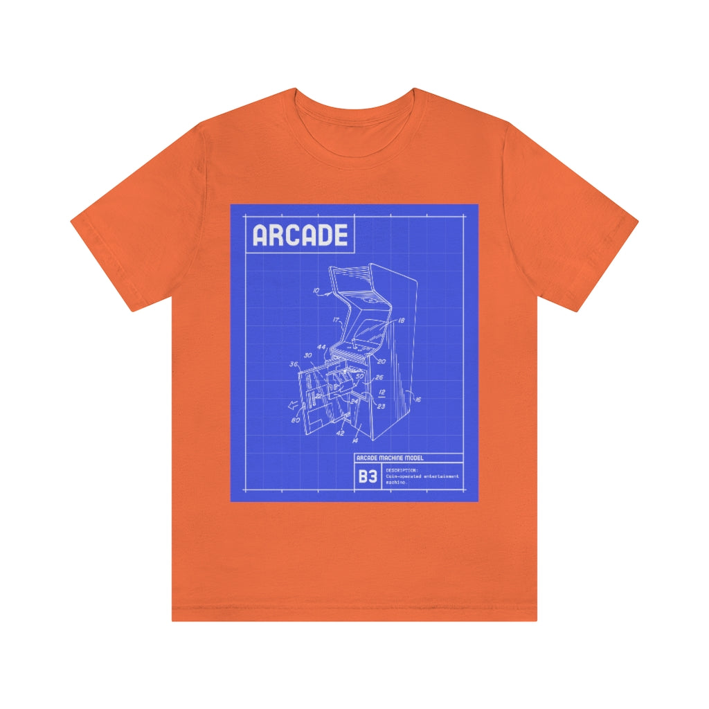 Retro Arcade Cabinet Blueprint Unisex Jersey Short Sleeve Tee
