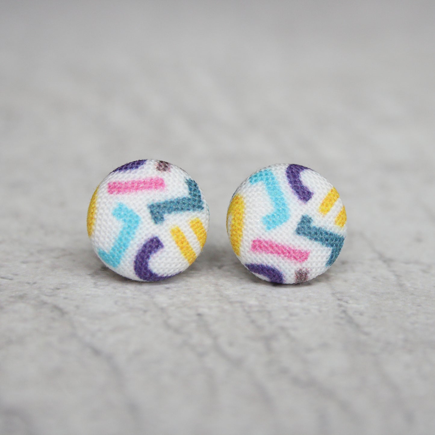 Rachel O's Fantastic 90s Print Fabric Button Earrings