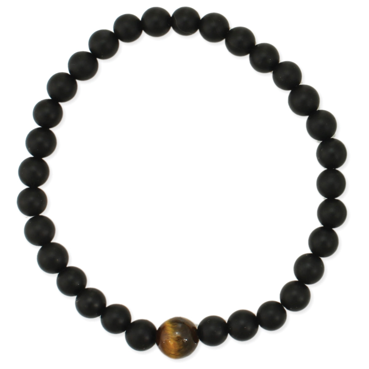 ZAD Black & Tiger Eye Bead Men's Stretch Bracelet