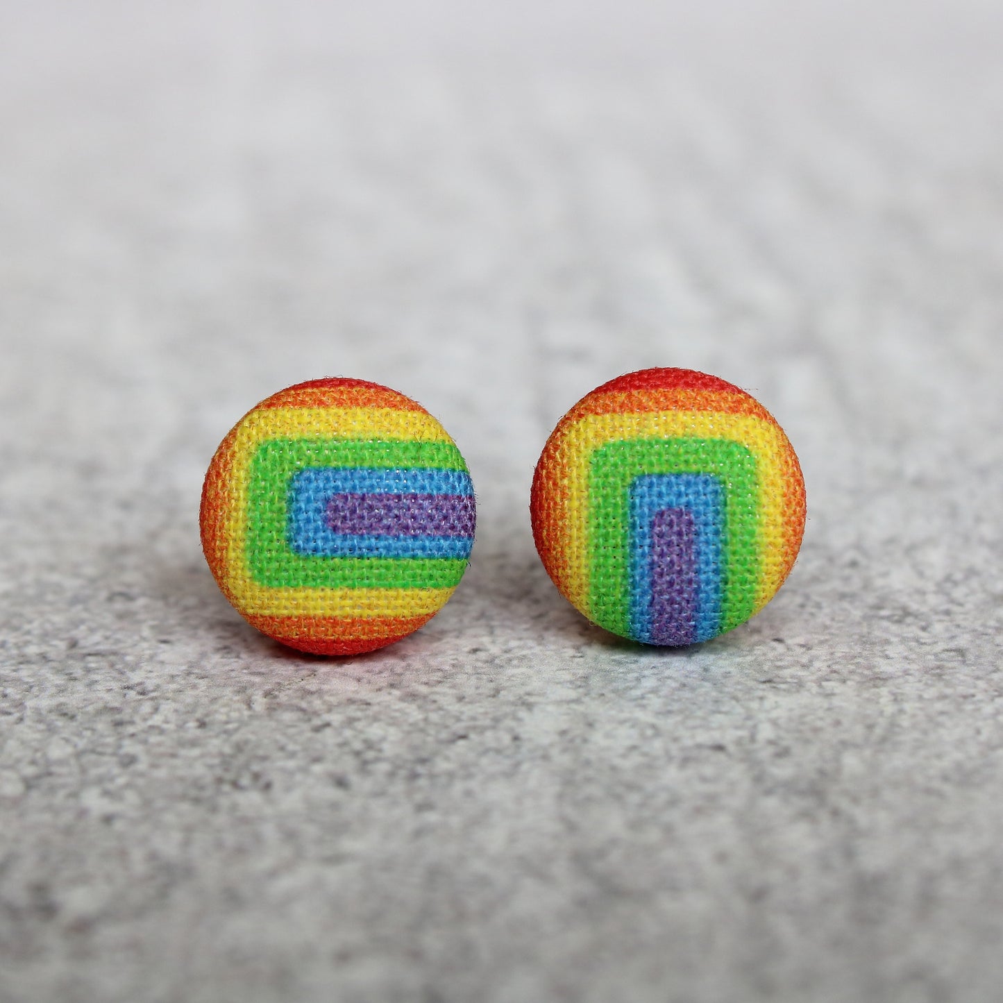 Rachel O's Retro Rainbow Fabric Button Earrings