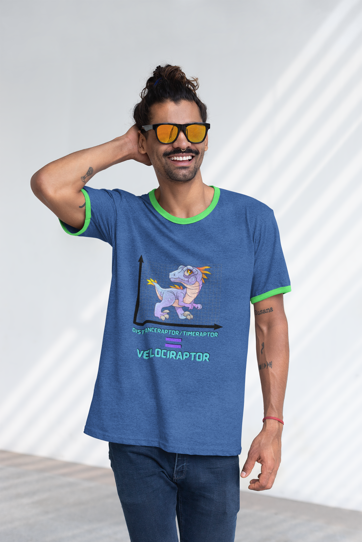 Velociraptor Physics Pun Funny Joke Unisex Jersey Short Sleeve Tee
