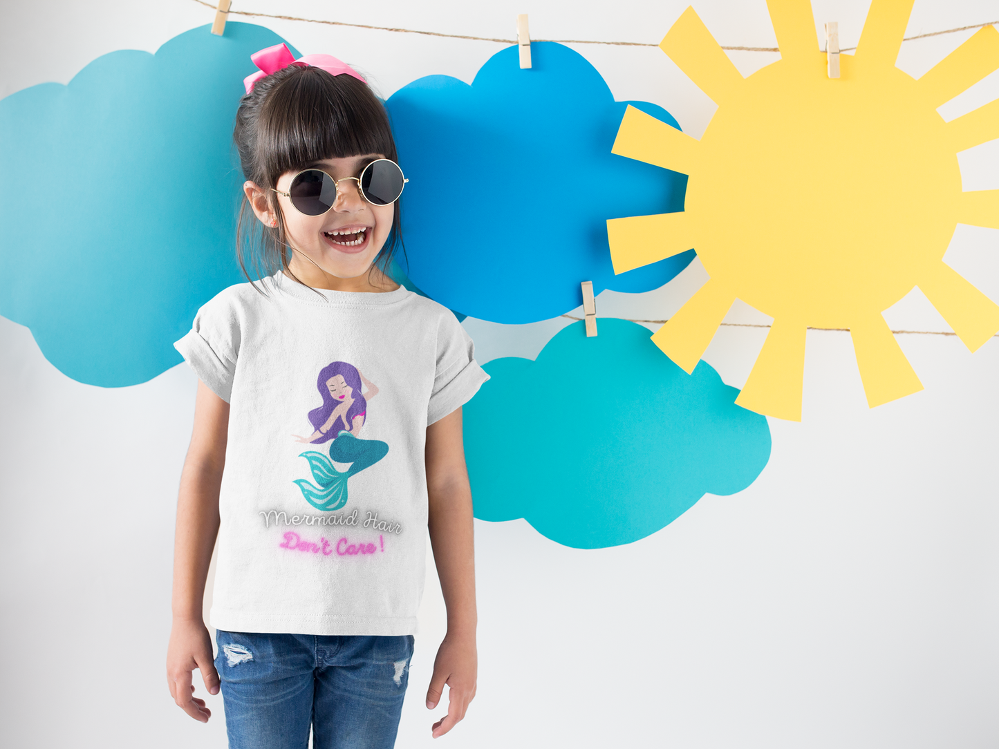 Mermaid Hair Don't Care Toddler 2T-5T Fine Jersey Tee