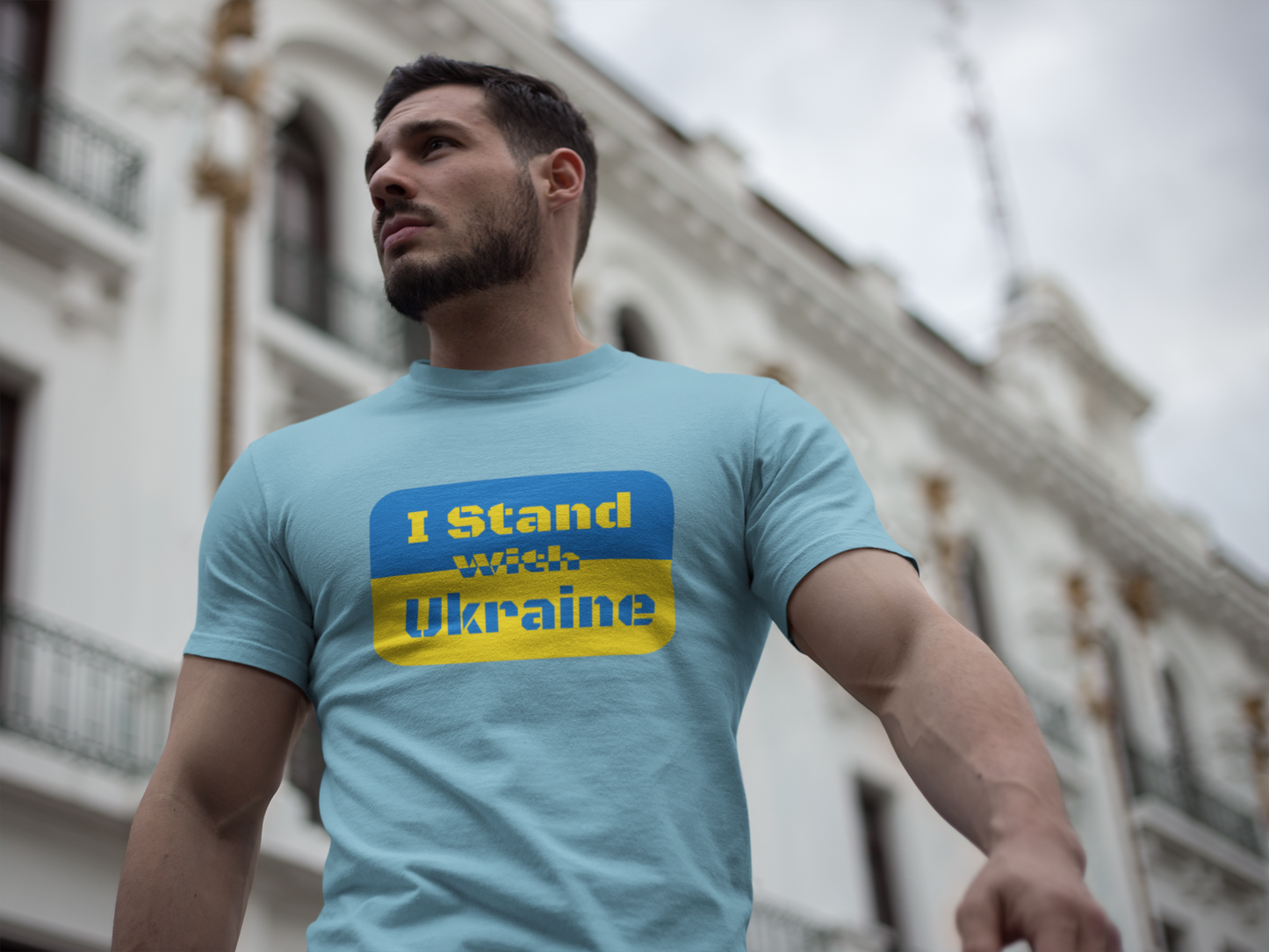 I Stand With Ukraine Flag Stencil Unisex Jersey Short Sleeve Tee