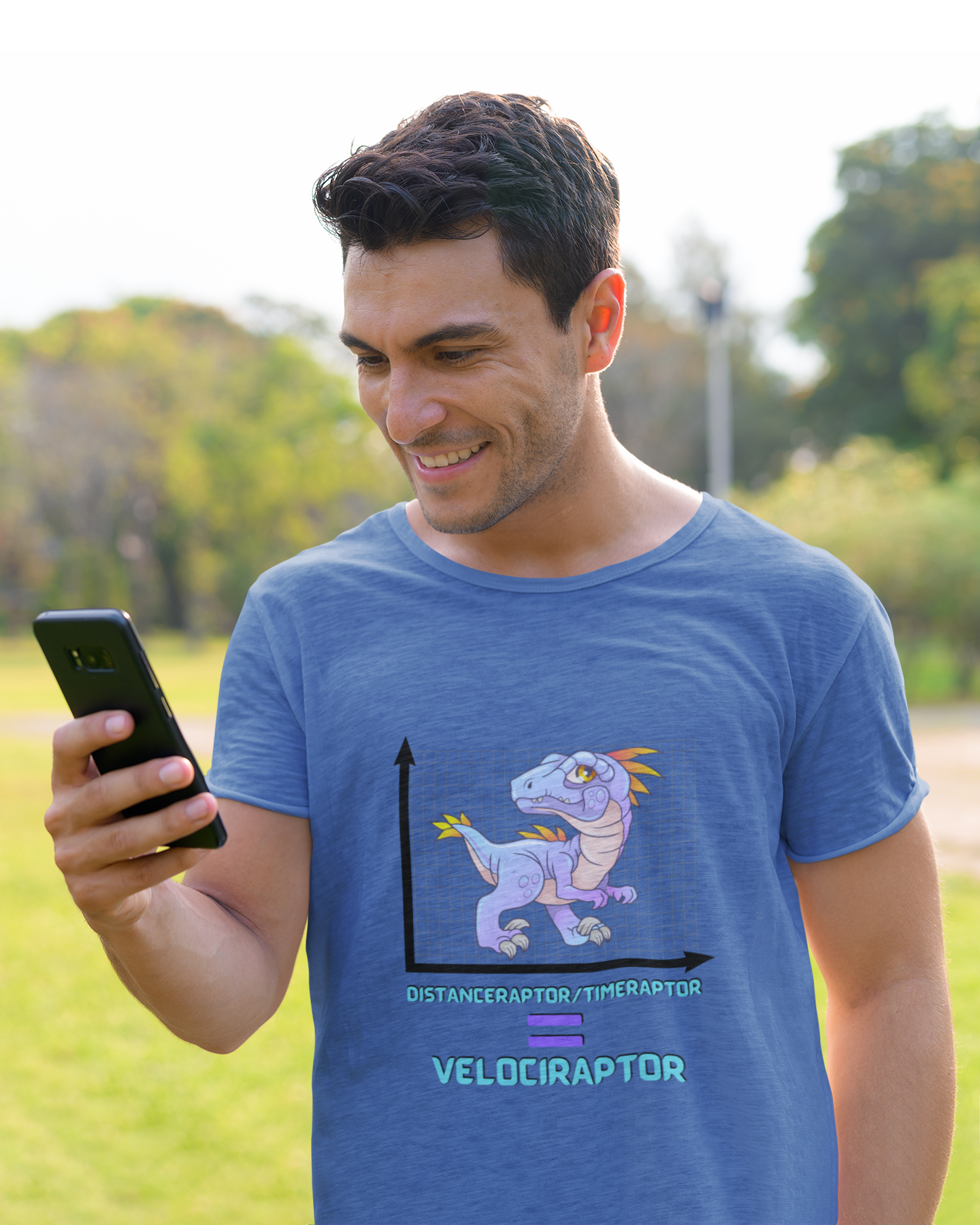 Velociraptor Physics Pun Funny Joke Unisex Jersey Short Sleeve Tee