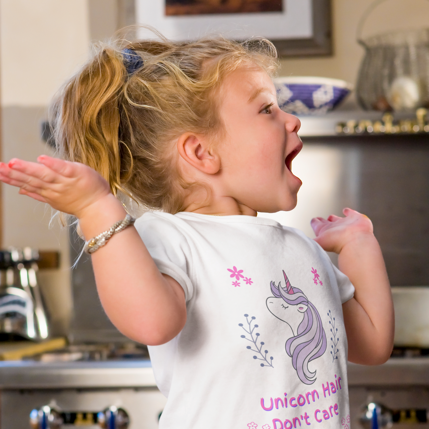 Unicorn Hair Don't Care Toddler 2T-5T Fine Jersey Tee
