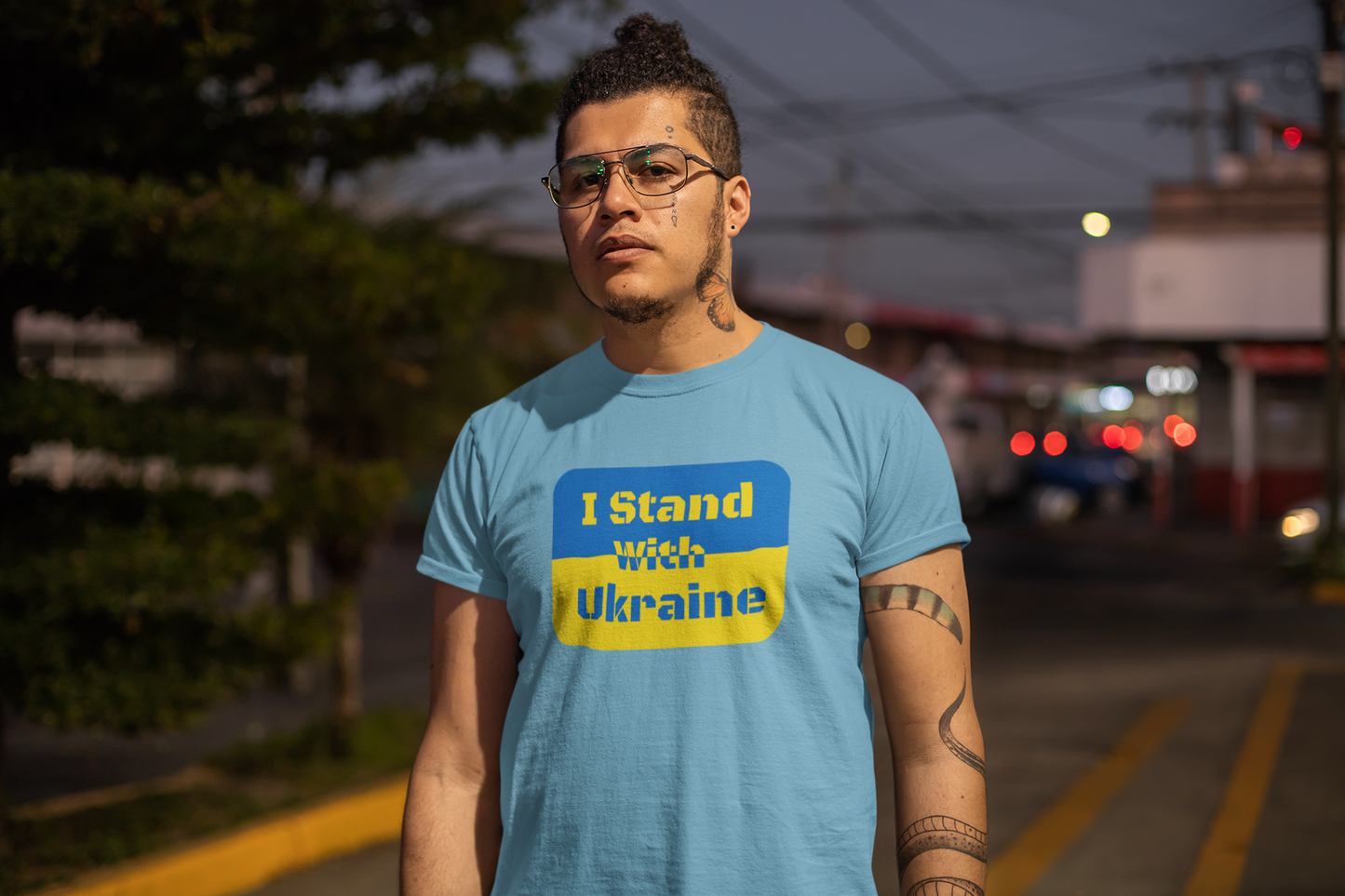 I Stand With Ukraine Flag Stencil Unisex Jersey Short Sleeve Tee