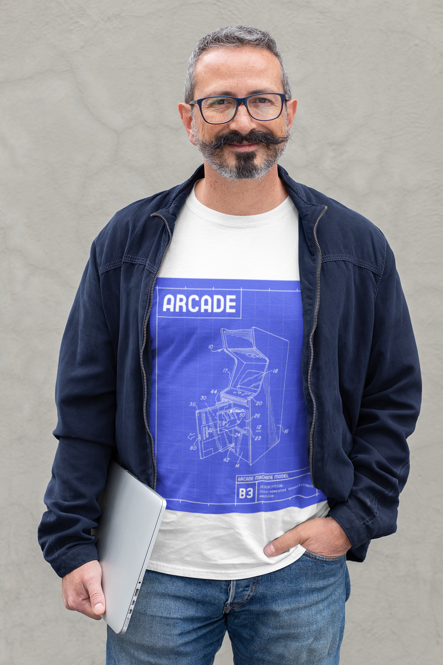 Retro Arcade Cabinet Blueprint Unisex Jersey Short Sleeve Tee