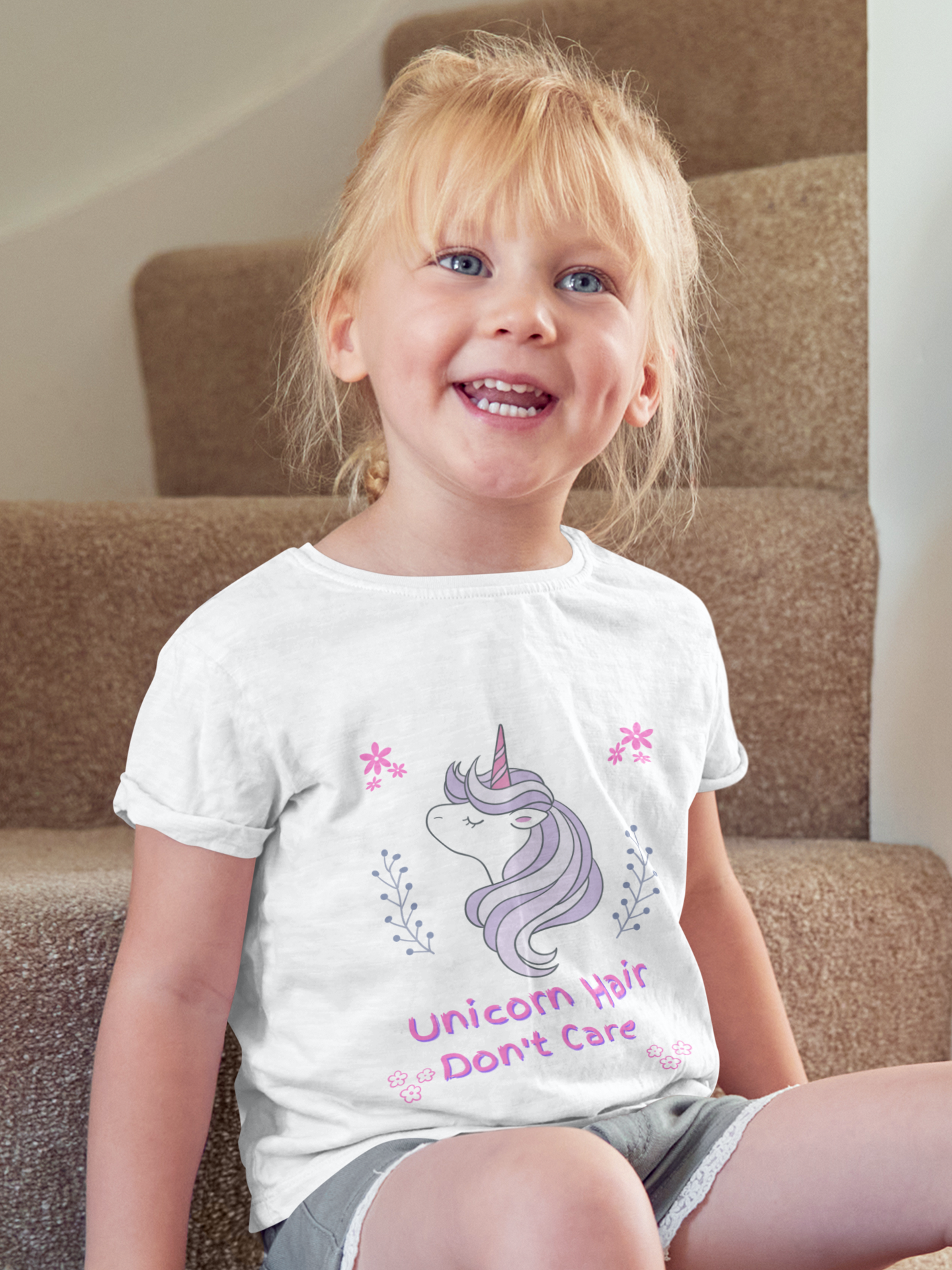 Unicorn Hair Don't Care Toddler 2T-5T Fine Jersey Tee