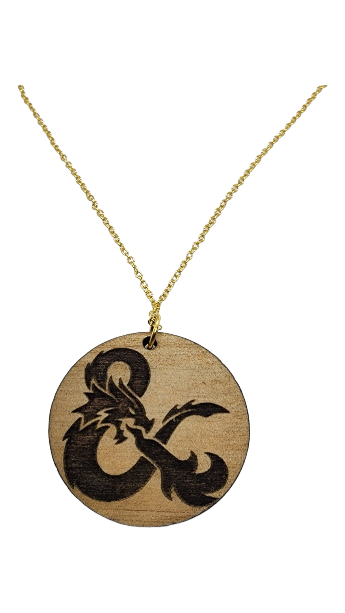 D&D Ampersand Design Wood Painted/Stained Necklace Handmade Laser Cut/Engraved