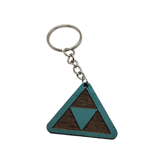Triforce Design Wood Painted/Stained Key Chain Handmade Laser Cut/Engraved