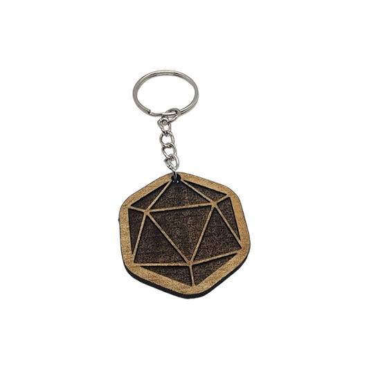 D20 Design Wood Painted/Stained Key Chain Handmade Laser Cut/Engraved