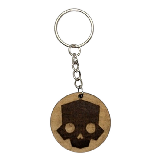 Helldivers 2 Skull Symbol Design Wood Painted/Stained Key Chain Handmade Laser Cut/Engraved