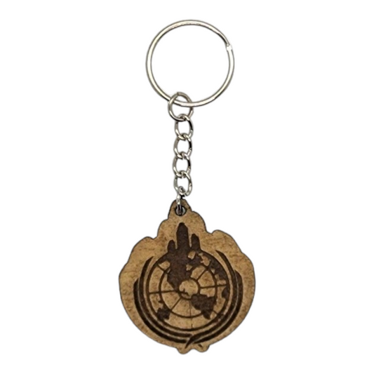 Helldivers 2 Super Earth Symbol Design Wood Painted/Stained Key Chain Handmade Laser Cut/Engraved