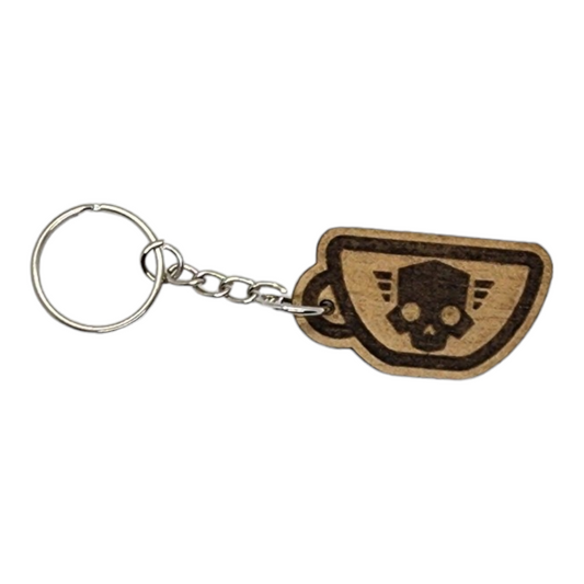 Helldivers 2 Liber-Tea Skull Symbol Design Wood Painted/Stained Key Chain Handmade Laser Cut/Engraved