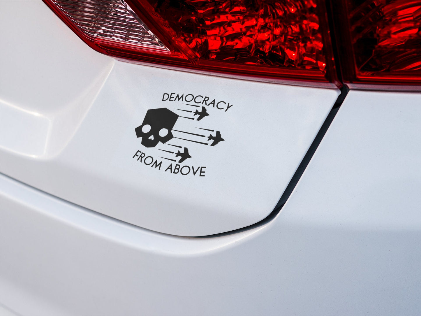 Democracy From Above Helldivers decal for laptop, car, window, mirror, bumper, mug, water bottle, or more!